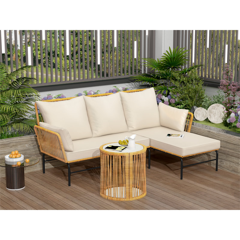 Alfye 3 - Person Patio Conversation Sets with Cushions