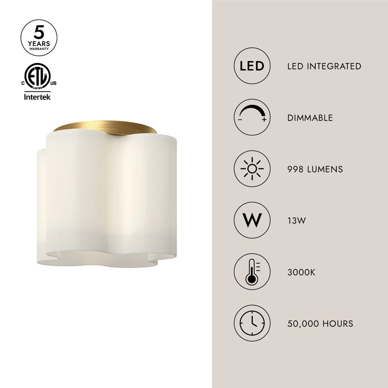 Clover 1 - Light LED Flush Mount, Brushed Gold
