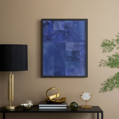 Blue Puzzle I Framed Print - Solid Wood