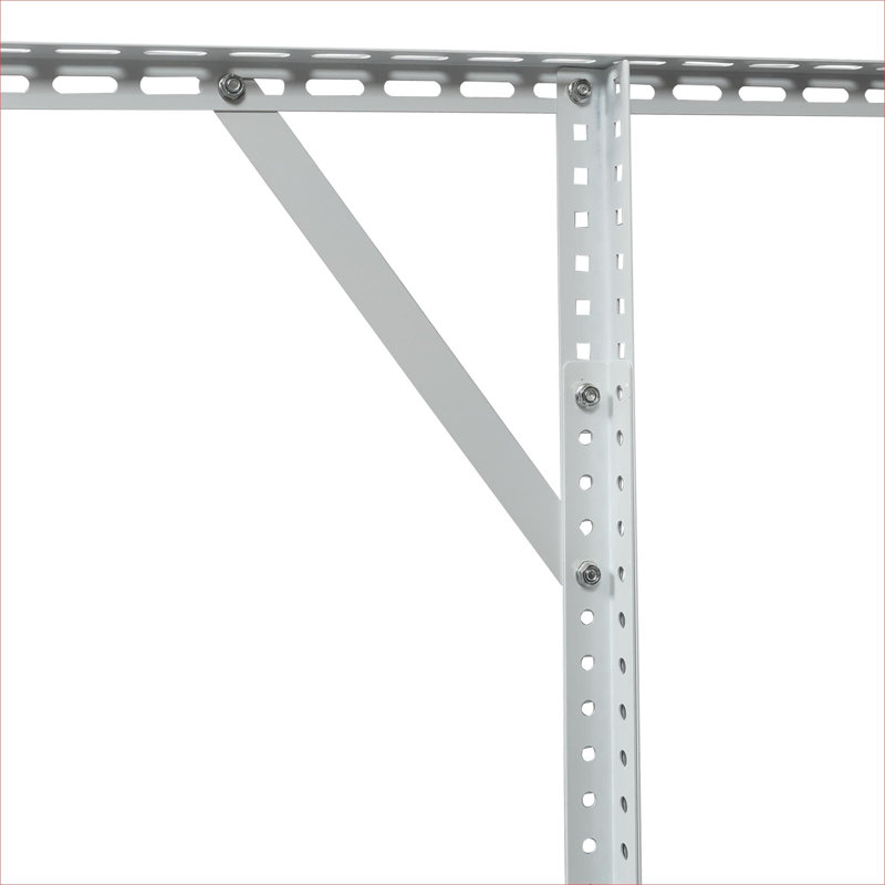 Support de rangement de plafond en acier réglable 2 x 8 pieds en acier, système d'organisation de rangement robuste blanc doux