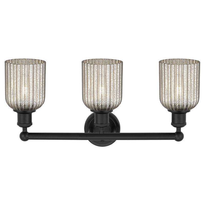 Edison Northgate 3 Light 23" Bath Vanity Light Shade, Matte Black, Metallic Gray