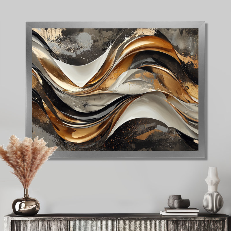 Wightman - Abstract Wall Art, Silver, Single Picture Framed Print, 12" H x 20" W