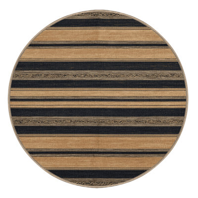 Washable Dune Dark Gray Striped Area Rug