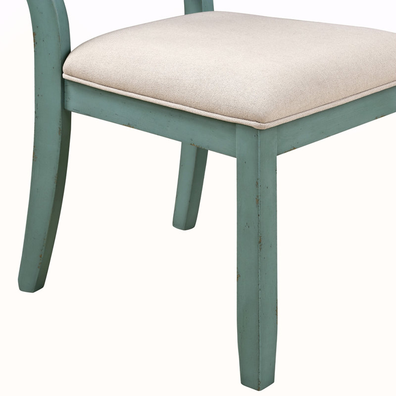 Wood Cross Back Upholstered Dining Chairs, Set Of 2