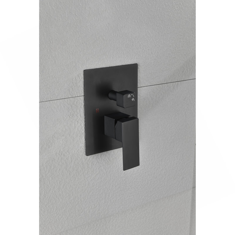 Remplacement de l'ensemble de valve de poignée de douche en laiton massif 2 voies, Noir mat