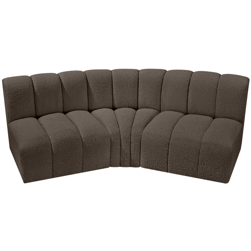 Hyoung Upholstered Curved Sectional Reversible, Brown Boucle Fabric