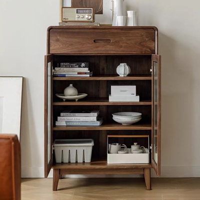 Round-Edge Walnut-Colored Accent Cabinet