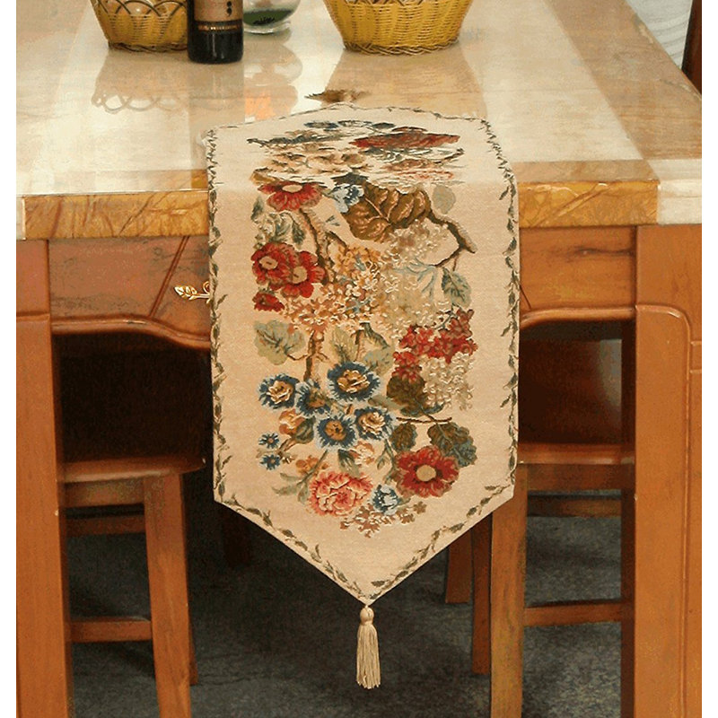 Montpelier Colorful Floral Country Rustic Morning Meadow Woven Tablecloth, 48" L x 13" W