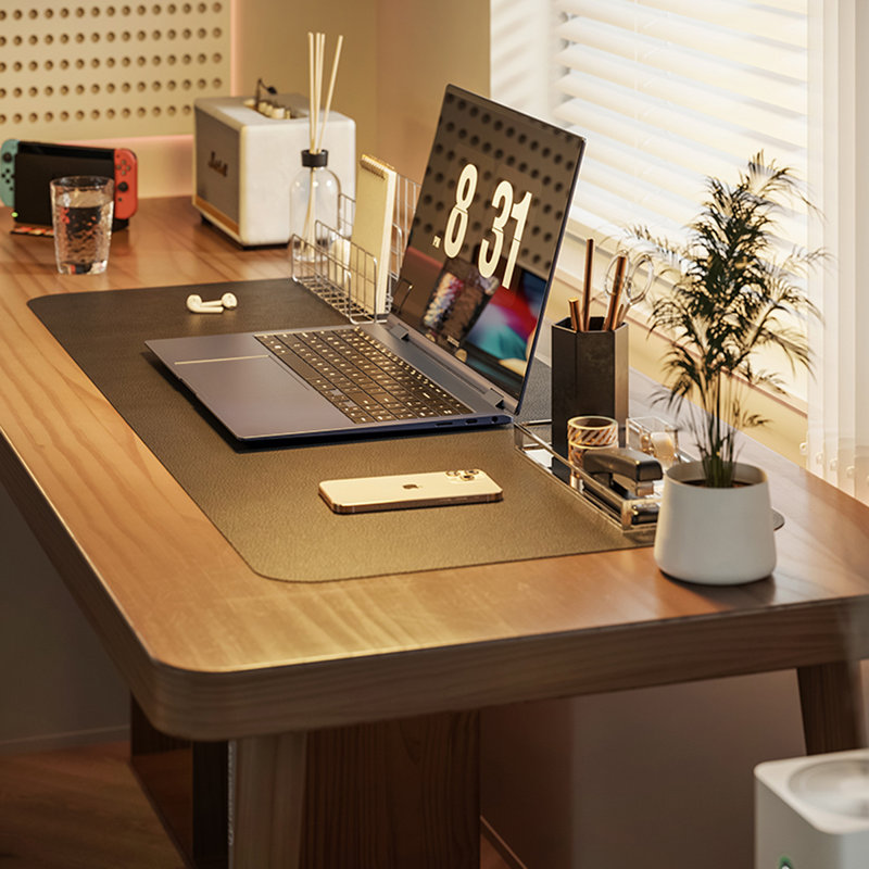Bureaux en bois massif brun en forme de L, Retour à gauche, H 29,53 po x l 70,87 po x P 62,99 po