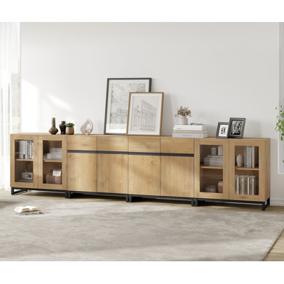 Modern Dresser With Adjustable Shelves, 4 In 1 Storage Cabinet With Glass Doors For Bedroom