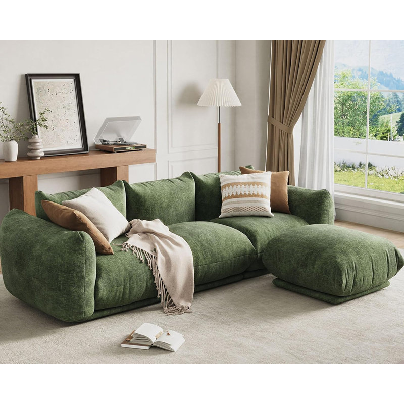 Boneless 102" L-Shape Modular Sectional Sofa, Chenille Cloud Couch with 23.2" Deep Seat for Small Spaces