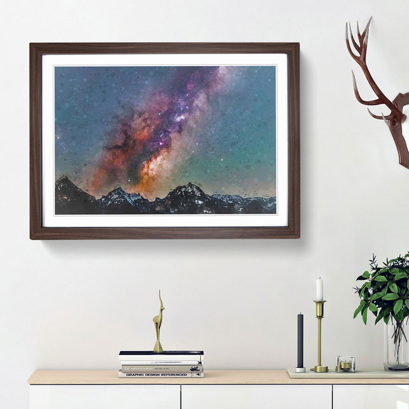 Colourful Stars Over Austria in Abstract - Picture Frame Graphic Art Print, 62cm H x 87cm W x 2cm D, Walnut Framed