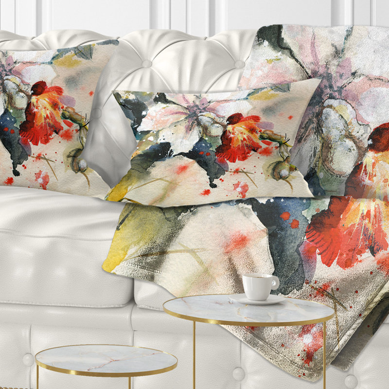Orchidée en fleur - coussin décoratif imprimé floral, Rectangle, 12 po x 20 po