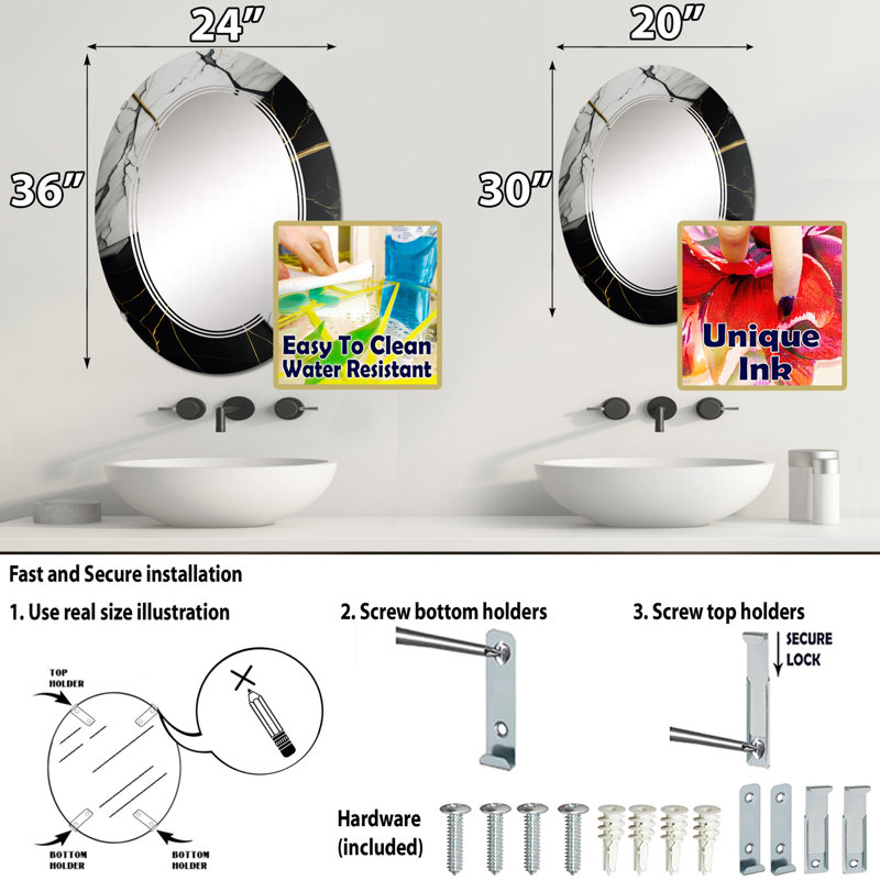 Miroir mural Odhin, 30 po x 20 po