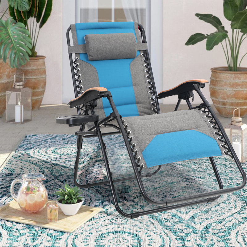 Syril Folding Zero Gravity Chair, Aqua Blue