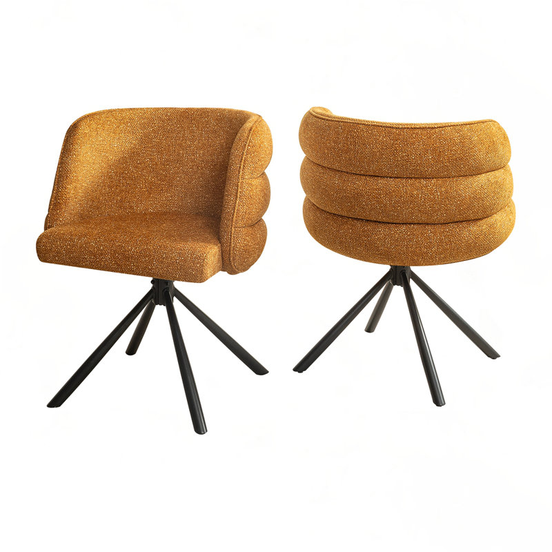 Ensemble de 2 chaises de salle à manger rembourrées modernes, Orange