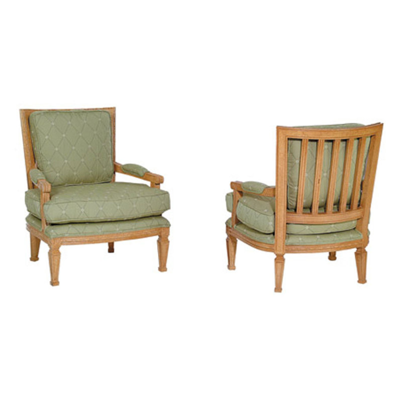 Fauteuil de 35 po de large Solim, Polyester vert, Bois jaune moyen