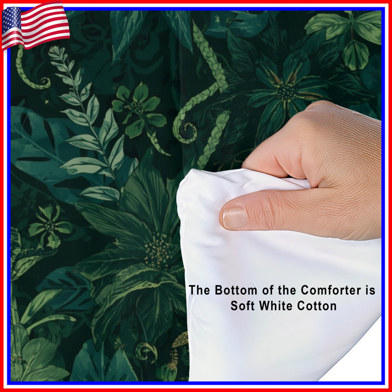Lush Green Foliage Pattern Comforter, Twin