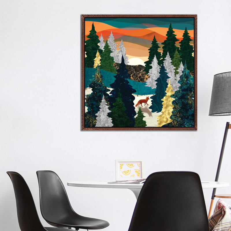 Amber Fox - Print on Canvas, Classic Brown Wood Framed, 93.98 cm H x 93.98 cm W