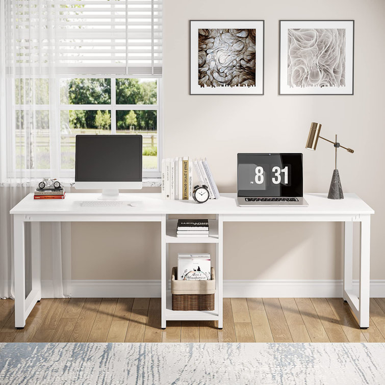 Antawan Desk Ebern Designs Size: 29 H x 47.25 W x 23.5 D, Color (Top/Frame): Brown/White