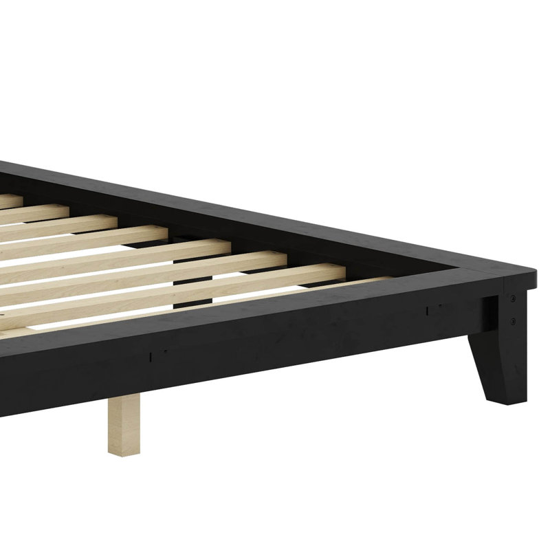Structure de lit plateforme en bois avec tête de lit, structure de lit robuste et moderne avec support en lattes de bois