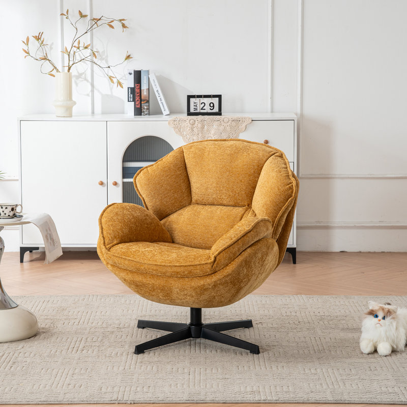 Fauteuil d'appoint pivotant rembourré et capitonné, Brun