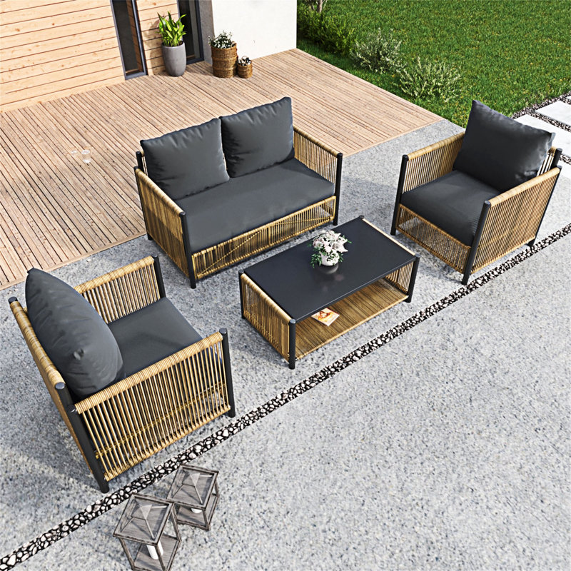 4 Pieces Sofa Set with Cushion