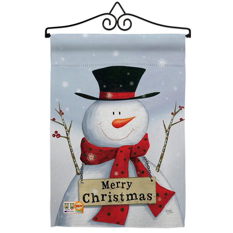 Bonhomme de neige joyeux-impressions de polyester 2 faces 19 x 13 po ensemble de drapeaux