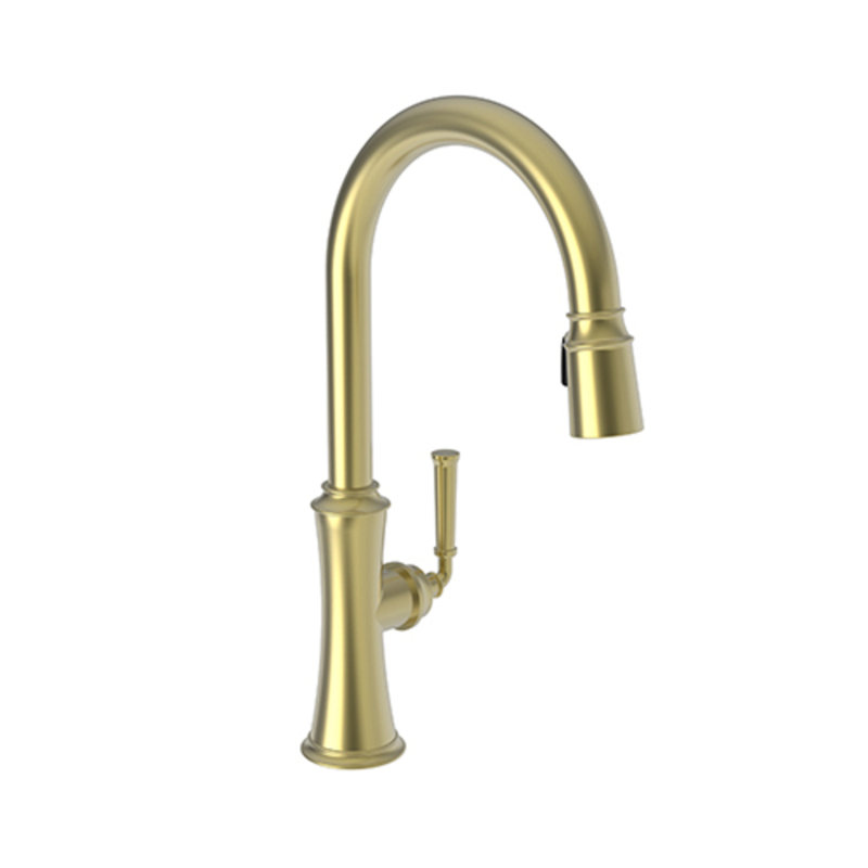 Stripling Single Handle Pull Down Kitchen Faucet, Satin Brass
