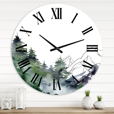 Horloge murale Winter Mountain Landscape with Trees III