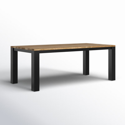 Morones Rectangular Dining Table in Solid Reclaimed Teak with Straight Black Aluminum Legs