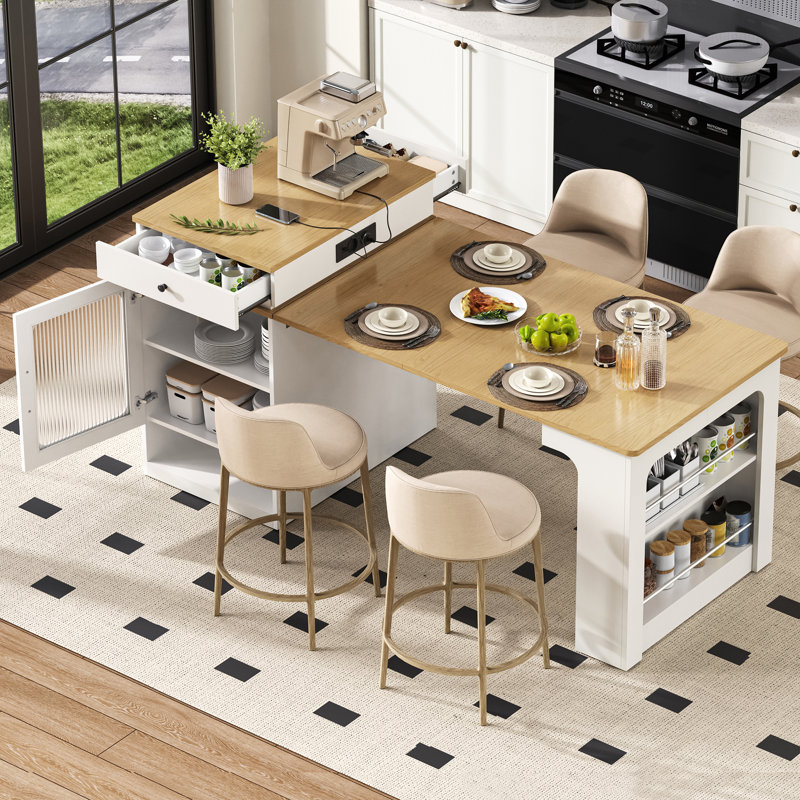 71 cm W Kitchen Island with Top, White