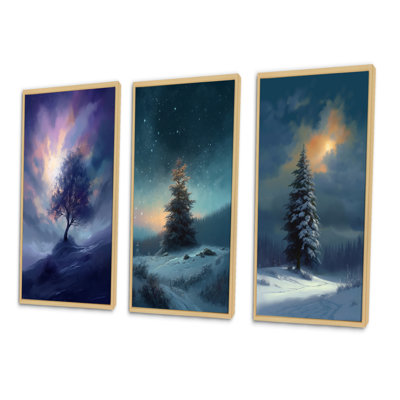 «Snowy Serenity Pinetree», 3 pièces sur toile