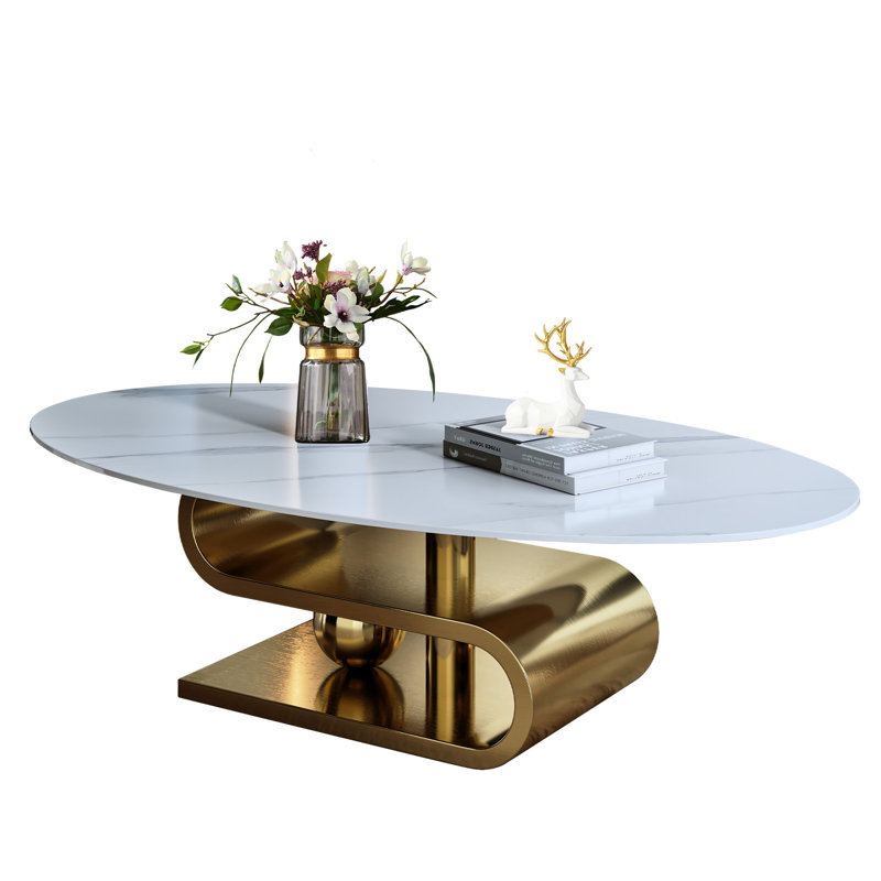 Table basse Keandrae, Blanc, Doré