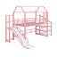 Lit mezzanine en métal avec glissade, escalier et tablettes de rangement-1001785997