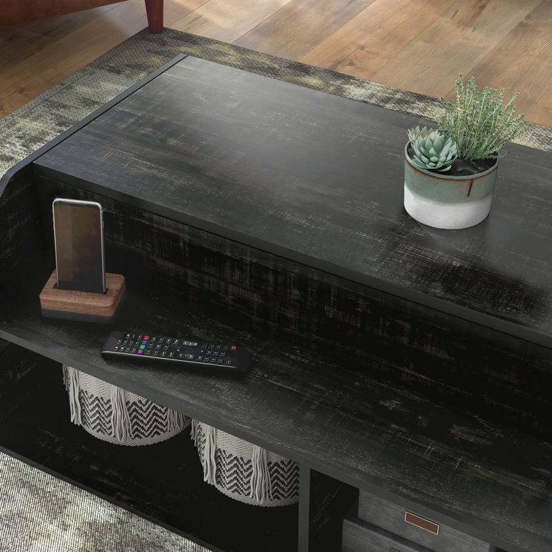 Huge Rectangular Wood Lift-Top Cocktail Table with Storage