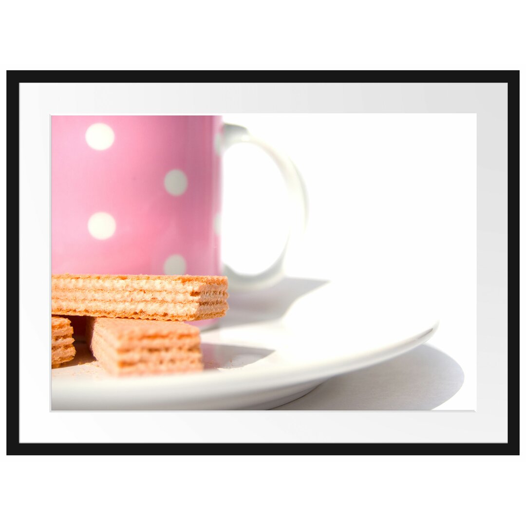 Gerahmtes Poster Kaffee und Waffeln