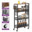 4-Tier Slim Storage Kitchen Cart With Wheels, Mobile Utility Cart With Wooden Tabletop And Mesh Baskets