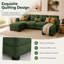 Canapé d'angle Channell 4 places en forme de U, capitonné, avec 2 poufs amovibles, canapé modulable moderne et minimaliste, revêtement Thickille, mousse haute résilience, assise matelassée-794504485