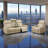Celestia Beige Vegan Leather  2-Pieces Reclining  Sectioanal Living Room Sofa And Chair With Cup-Holders ,Wireless Charging And LED Lights