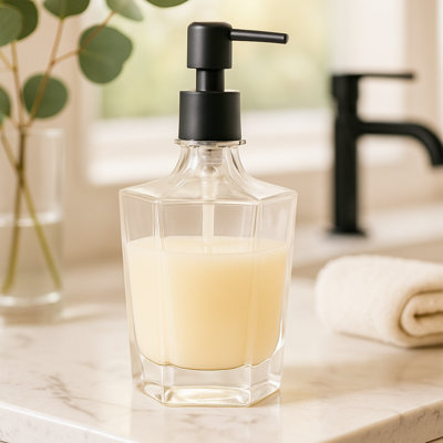 Oggi 9.5 oz Concave Soap Dispenser - Black Matte Pump