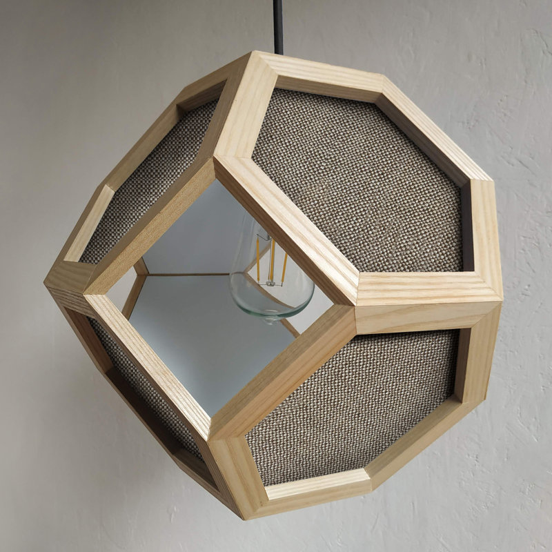 Chew 1 - Light Oil Geometric Pendant, Light Oak/Beige