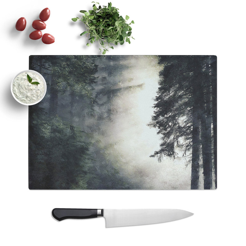 Tempered Glass Forest Light Chopping Board, 28.5 cm x 39 cm