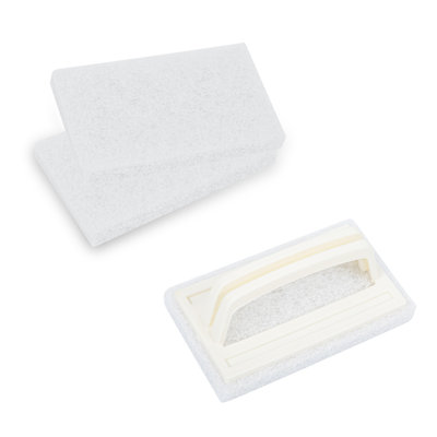 Restaurantware-RW Clean 6 Inch x 3.5 Inch x 5.4 Inch Scouring Pads, 1 With Handle Scrub Pads - Non Abrasive, Heavy Duty, White Nylon Scrub Pads For Cleaning, For Cleaning Or Scrubbing,