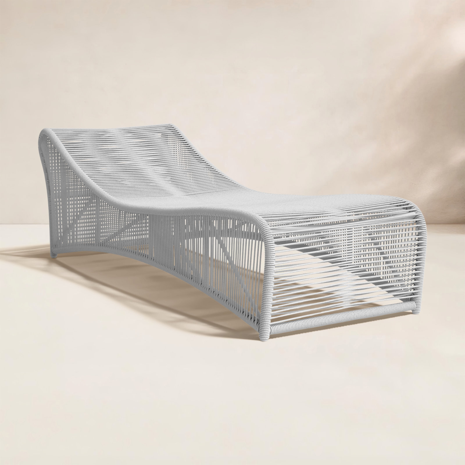 Renfri Outdoor Olefin Rope Chaise Lounge, Gray