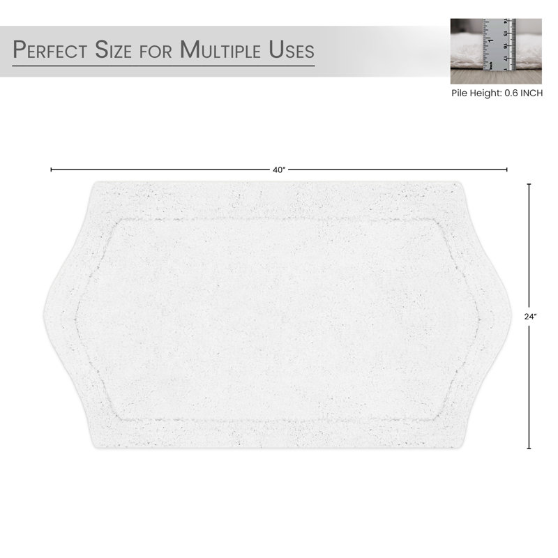 Tapis pour salle de bain Morissette, Blanc, L 24 po x L 40 po