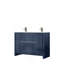 Meuble-lavabo double bleu marine 48 po X P 20 po D, dessus en marbre de culture et robinet en métal-1295548675-1295548673