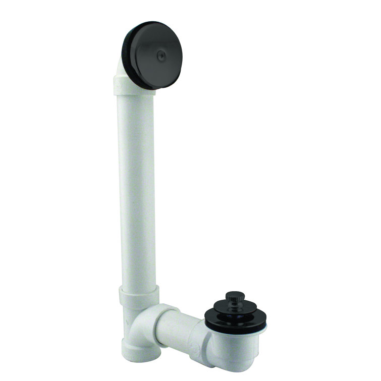 1-1/2 x 12 Sch. 40 PVC Pull-to-Open Bathtub Leg Drain Assembly with One-Hole Overflow
