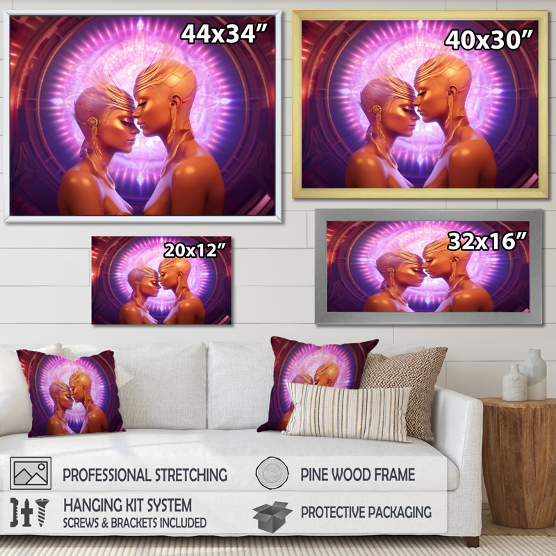 «Goddess Couple Divine Love», reproduction sur toile encadrée, H 12 po x l 20 po x P 1 po, Cadre flottant noir