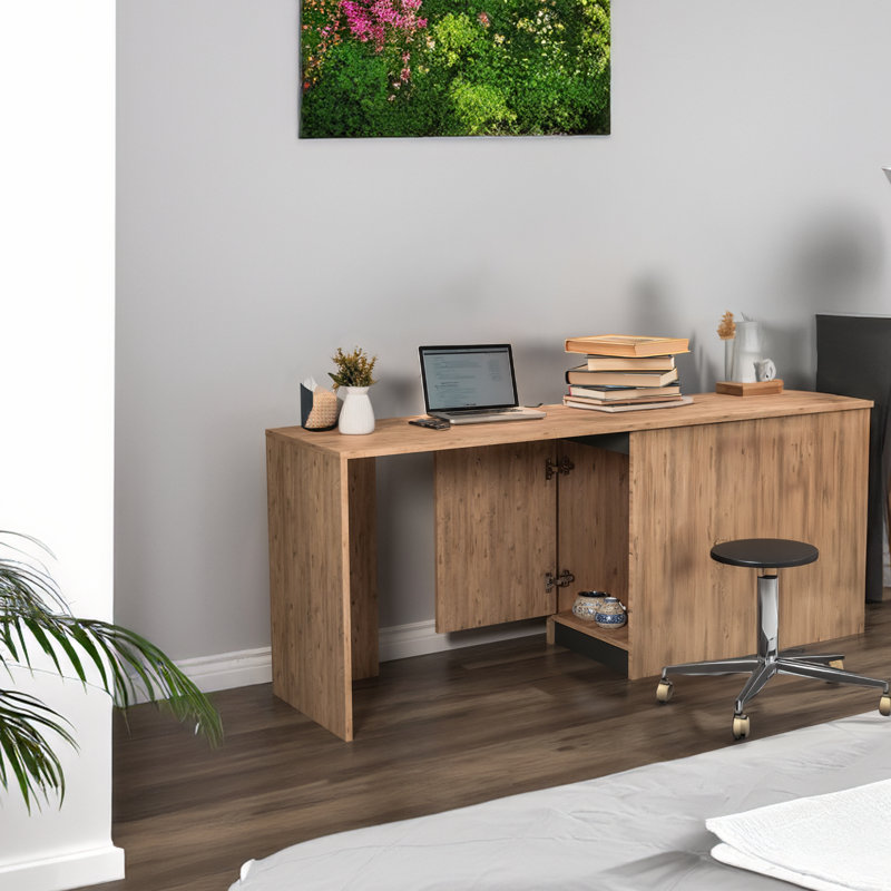 Milina Computer Desk, Atlantic Pine/Anthracite